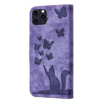 Custodia per cellulare in pelle con stampa a farfalla con gatto, For iPhone 11 Pro Max, For iPhone 11, For iPhone 11 Pro, For iPhone X / XS