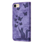 Custodia per cellulare in pelle con stampa a farfalla con gatto, For iPhone SE 2022 / 2020 / 8 / 7, For iPhone 13 Pro Max, For iPhone 13 Pro, For iPhone 13