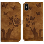 Custodia per cellulare in pelle con stampa a farfalla con gatto, For iPhone 11 Pro Max, For iPhone 11, For iPhone 11 Pro, For iPhone X / XS