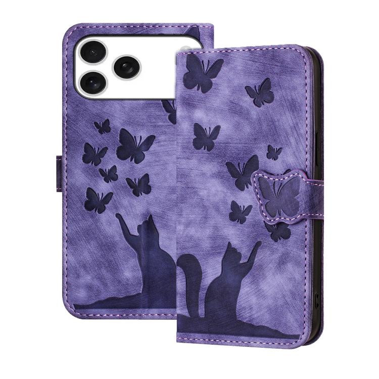 Custodia per cellulare in pelle con stampa a farfalla con gatto, For iPhone 17 Pro Max, For iPhone 17 Pro, For iPhone 17, For iPhone Air