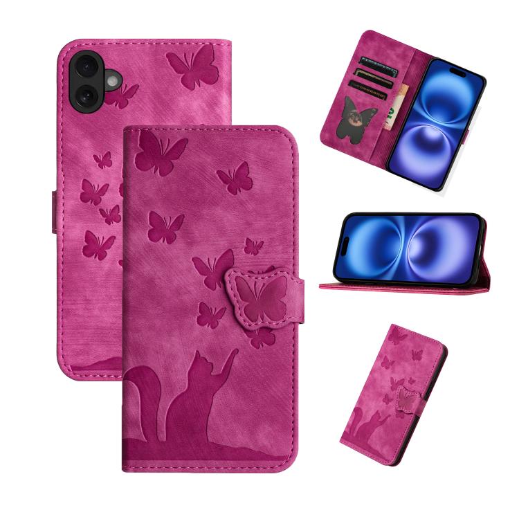 Custodia per cellulare in pelle con stampa a farfalla con gatto, For iPhone 17 Pro Max, For iPhone 17 Pro, For iPhone 17, For iPhone Air