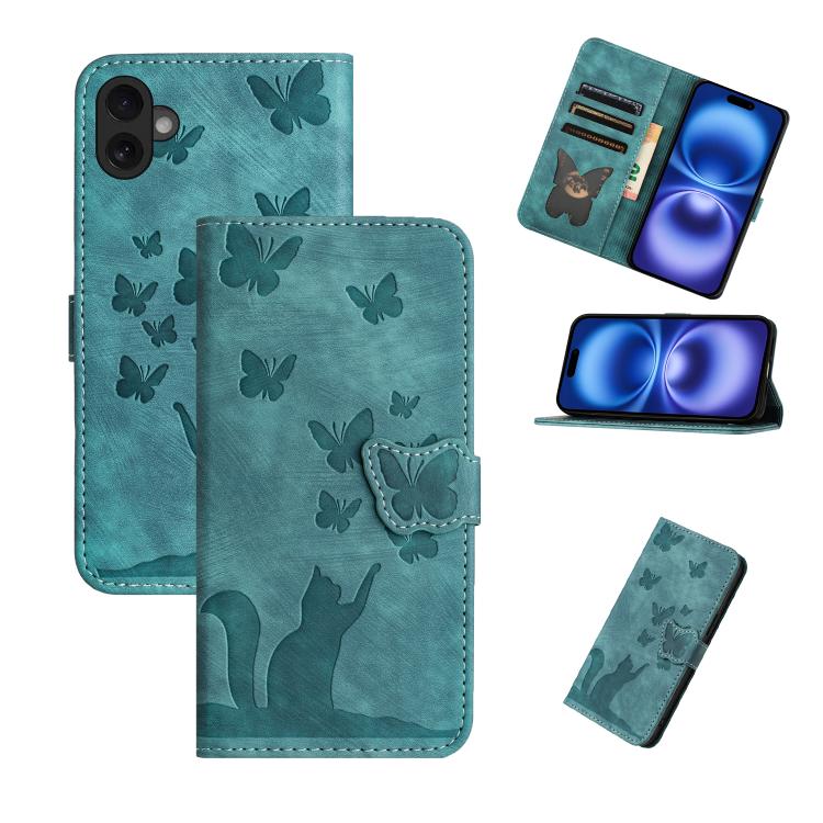 Custodia per cellulare in pelle con stampa a farfalla con gatto, For iPhone 17 Pro Max, For iPhone 17 Pro, For iPhone 17, For iPhone Air