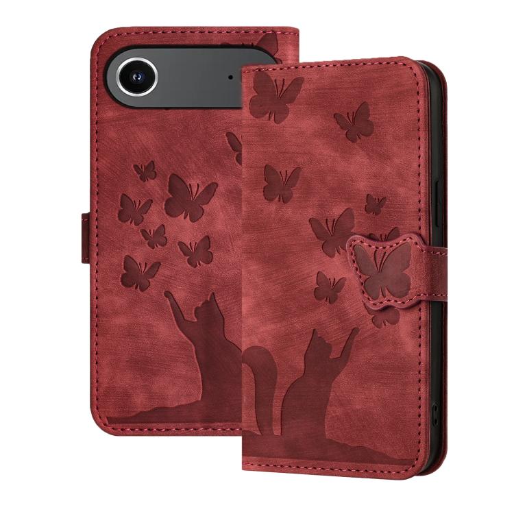 Custodia per cellulare in pelle con stampa a farfalla con gatto, For iPhone 17 Pro Max, For iPhone 17 Pro, For iPhone 17, For iPhone Air