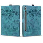 Custodia per tablet in pelle intelligente con gatto Sakura in rilievo, For Samsung Galaxy Tab S11 / S10 / S9, For Samsung Galaxy Tab S10 Lite / S10 FE, For Samsung Galaxy Tab S11, For Samsung Galaxy Tab S9+ /S8+ /S7+