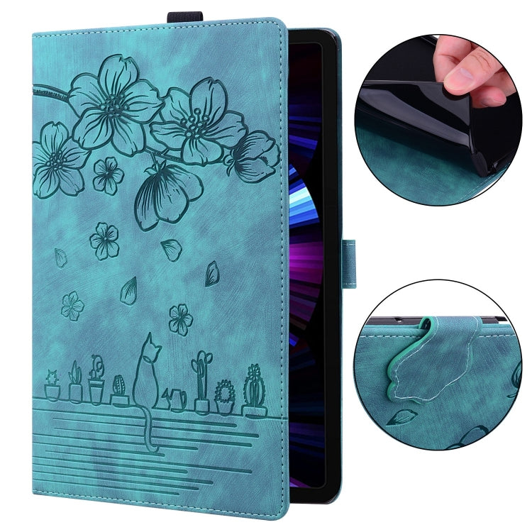 Custodia per tablet in pelle intelligente con gatto Sakura in rilievo, For Samsung Galaxy Tab A8 X200