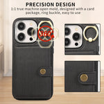 Custodia per telefono con supporto per anello a portafoglio con texture spazzolata, For iPhone 15 Pro Max, For iPhone 15 Pro, For iPhone 15 Plus, For iPhone 15
