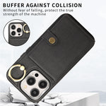 Custodia per telefono con supporto per anello a portafoglio con texture spazzolata, For iPhone 15 Pro Max, For iPhone 15 Pro, For iPhone 15 Plus, For iPhone 15