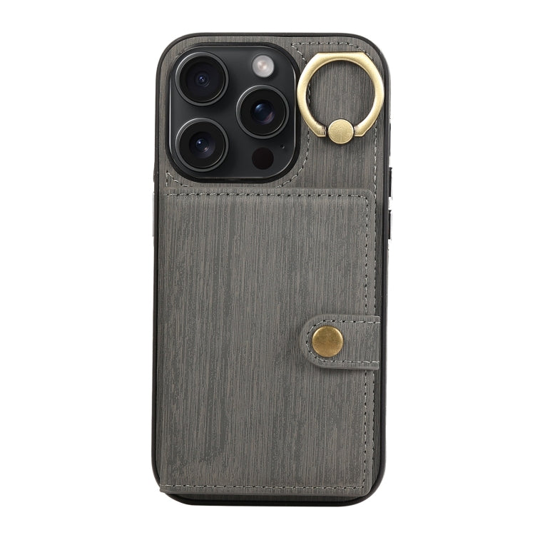 Custodia per telefono con supporto per anello a portafoglio con texture spazzolata, For iPhone 15 Pro Max, For iPhone 15 Pro, For iPhone 15 Plus, For iPhone 15