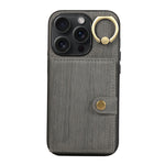 Custodia per telefono con supporto per anello a portafoglio con texture spazzolata, For iPhone 15 Pro Max, For iPhone 15 Pro, For iPhone 15 Plus, For iPhone 15