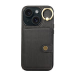 Custodia per telefono con supporto per anello a portafoglio con texture spazzolata, For iPhone 15 Pro Max, For iPhone 15 Pro, For iPhone 15 Plus, For iPhone 15