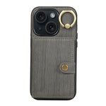 Custodia per telefono con supporto per anello a portafoglio con texture spazzolata, For iPhone 15 Pro Max, For iPhone 15 Pro, For iPhone 15 Plus, For iPhone 15