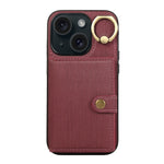 Custodia per telefono con supporto per anello a portafoglio con texture spazzolata, For iPhone 15 Pro Max, For iPhone 15 Pro, For iPhone 15 Plus, For iPhone 15