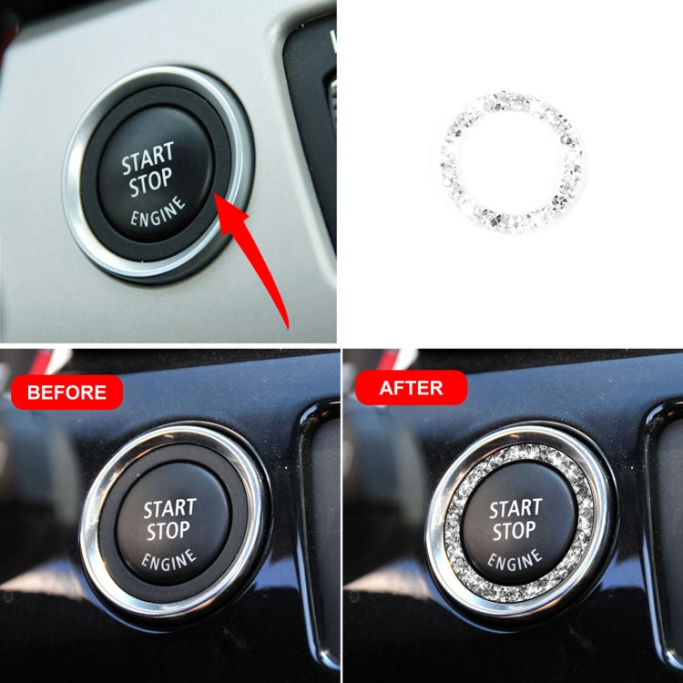 Per BMW Serie 3 E90 / E92 / E93 2009-2012 Adesivo decorativo con diamante con anello di avvio con un clic per auto, One-click Start Ring
