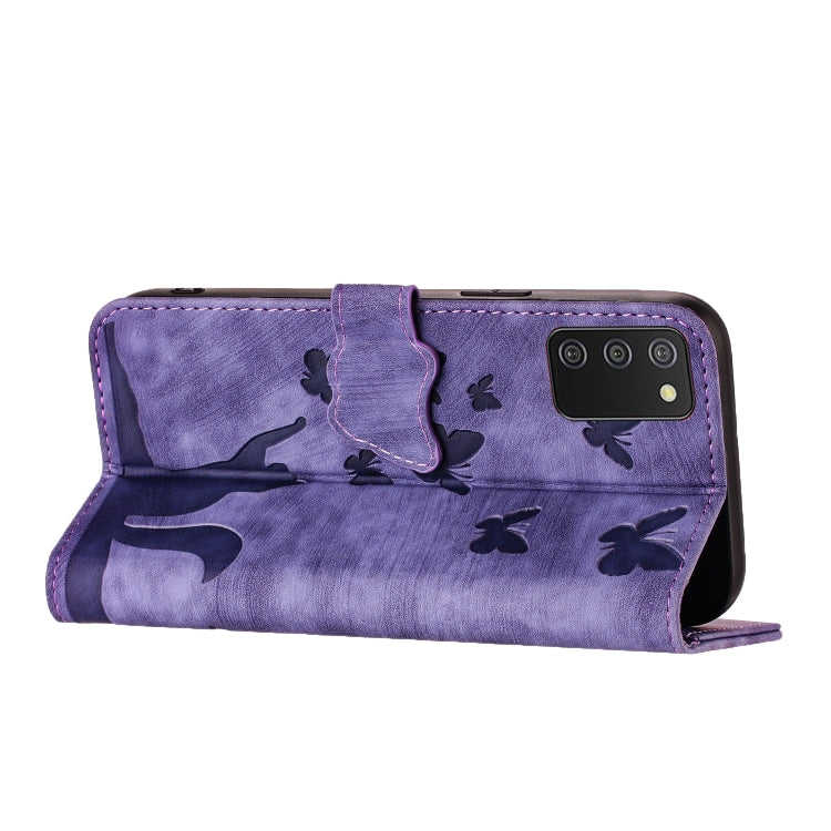 Custodia per cellulare in pelle con stampa a farfalla con gatto, For Samsung Galaxy A02s EU, For Samsung Galaxy A12, For Samsung Galaxy A42 5G, For Samsung Galaxy A21s