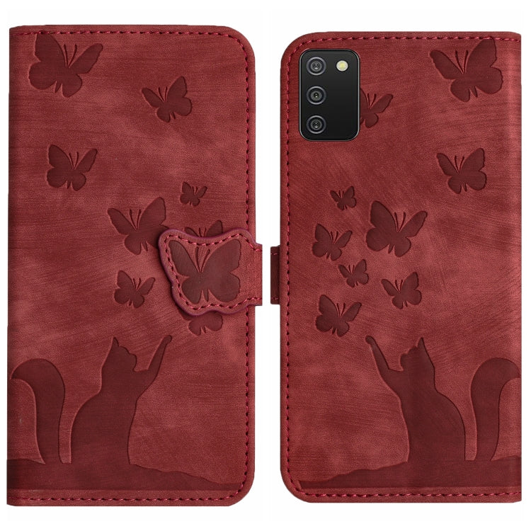 Custodia per cellulare in pelle con stampa a farfalla con gatto, For Samsung Galaxy A02s EU, For Samsung Galaxy A12, For Samsung Galaxy A42 5G, For Samsung Galaxy A21s