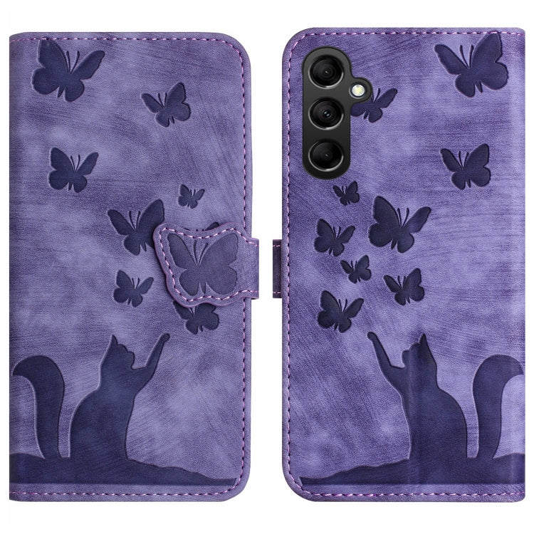 Custodia per cellulare in pelle con stampa a farfalla con gatto, For Samsung Galaxy S23 FE 5G, For Samsung Galaxy A24 4G, For Samsung Galaxy A23 / M13 4G, For Samsung Galaxy A14 4G / 5G