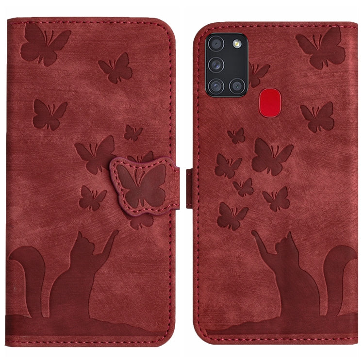Custodia per cellulare in pelle con stampa a farfalla con gatto, For Samsung Galaxy A02s EU, For Samsung Galaxy A12, For Samsung Galaxy A42 5G, For Samsung Galaxy A21s