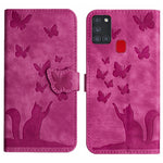 Custodia per cellulare in pelle con stampa a farfalla con gatto, For Samsung Galaxy A02s EU, For Samsung Galaxy A12, For Samsung Galaxy A42 5G, For Samsung Galaxy A21s