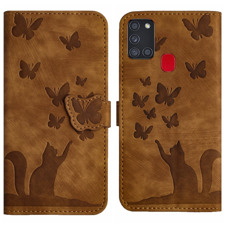 Custodia per cellulare in pelle con stampa a farfalla con gatto, For Samsung Galaxy A02s EU, For Samsung Galaxy A12, For Samsung Galaxy A42 5G, For Samsung Galaxy A21s