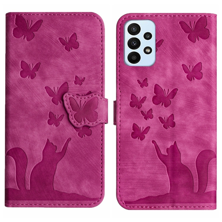 Custodia per cellulare in pelle con stampa a farfalla con gatto, For Samsung Galaxy S23 FE 5G, For Samsung Galaxy A24 4G, For Samsung Galaxy A23 / M13 4G, For Samsung Galaxy A14 4G / 5G