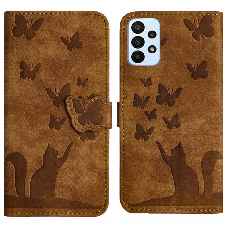 Custodia per cellulare in pelle con stampa a farfalla con gatto, For Samsung Galaxy S23 FE 5G, For Samsung Galaxy A24 4G, For Samsung Galaxy A23 / M13 4G, For Samsung Galaxy A14 4G / 5G