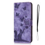Custodia per cellulare in pelle con stampa a farfalla con gatto, For Samsung Galaxy A32 5G, For Samsung Galaxy S21 5G, For Samsung Galaxy S21+ 5G, For Samsung Galaxy S21 Ultra 5G