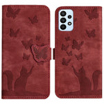 Custodia per cellulare in pelle con stampa a farfalla con gatto, For Samsung Galaxy A32 5G, For Samsung Galaxy S21 5G, For Samsung Galaxy S21+ 5G, For Samsung Galaxy S21 Ultra 5G