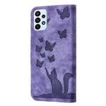 Custodia per cellulare in pelle con stampa a farfalla con gatto, For Samsung Galaxy A33 5G, For Samsung Galaxy S22 Ultra 5G, For Samsung Galaxy S22+ 5G, For Samsung Galaxy S22 5G