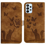 Custodia per cellulare in pelle con stampa a farfalla con gatto, For Samsung Galaxy A33 5G, For Samsung Galaxy S22 Ultra 5G, For Samsung Galaxy S22+ 5G, For Samsung Galaxy S22 5G