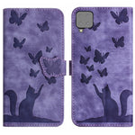 Custodia per cellulare in pelle con stampa a farfalla con gatto, For Samsung Galaxy A02s EU, For Samsung Galaxy A12, For Samsung Galaxy A42 5G, For Samsung Galaxy A21s