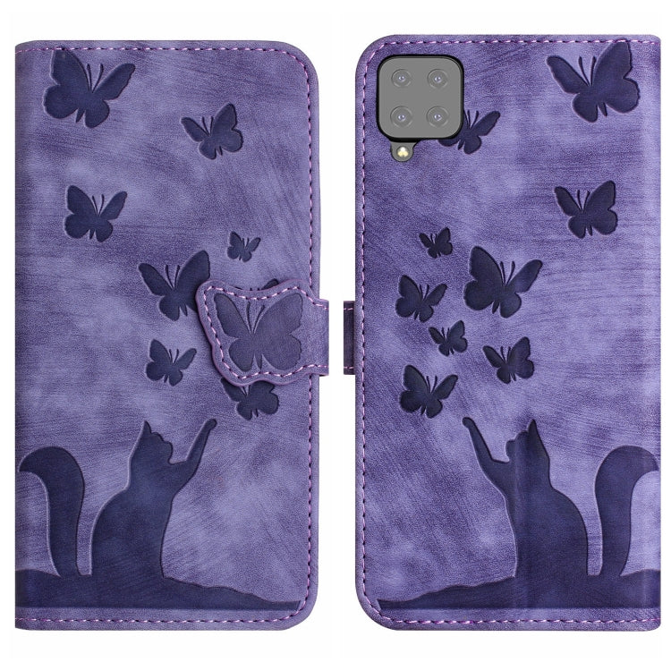Custodia per cellulare in pelle con stampa a farfalla con gatto, For Samsung Galaxy A02s EU, For Samsung Galaxy A12, For Samsung Galaxy A42 5G, For Samsung Galaxy A21s