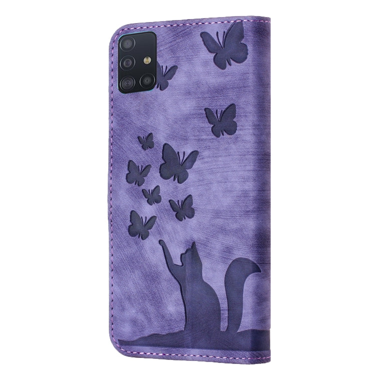 Custodia per cellulare in pelle con stampa a farfalla con gatto, For Samsung Galaxy A51 4G, For Samsung Galaxy S10+, For Samsung Galaxy S10