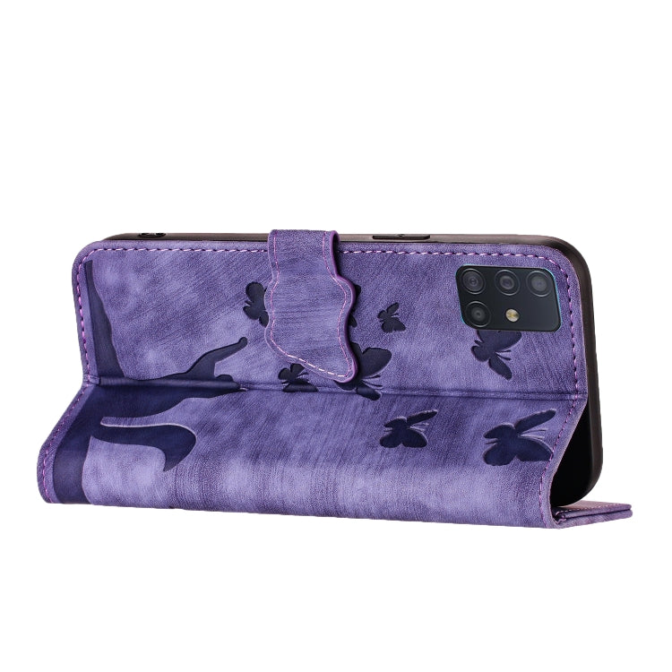 Custodia per cellulare in pelle con stampa a farfalla con gatto, For Samsung Galaxy A51 4G, For Samsung Galaxy S10+, For Samsung Galaxy S10