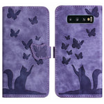 Custodia per cellulare in pelle con stampa a farfalla con gatto, For Samsung Galaxy A51 4G, For Samsung Galaxy S10+, For Samsung Galaxy S10