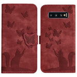 Custodia per cellulare in pelle con stampa a farfalla con gatto, For Samsung Galaxy A51 4G, For Samsung Galaxy S10+, For Samsung Galaxy S10
