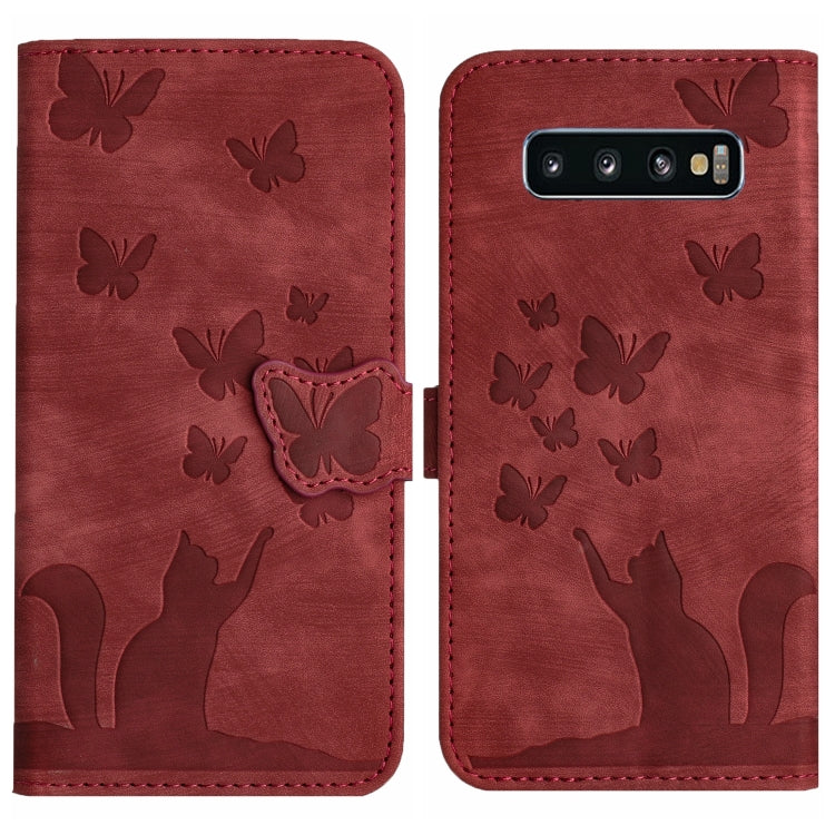 Custodia per cellulare in pelle con stampa a farfalla con gatto, For Samsung Galaxy A51 4G, For Samsung Galaxy S10+, For Samsung Galaxy S10