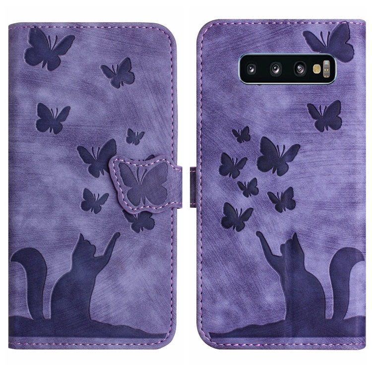 Custodia per cellulare in pelle con stampa a farfalla con gatto, For Samsung Galaxy A51 4G, For Samsung Galaxy S10+, For Samsung Galaxy S10