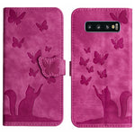 Custodia per cellulare in pelle con stampa a farfalla con gatto, For Samsung Galaxy A51 4G, For Samsung Galaxy S10+, For Samsung Galaxy S10