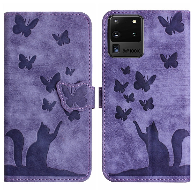 Custodia per cellulare in pelle con stampa a farfalla con gatto, For Samsung Galaxy S20 Ultra, For Samsung Galaxy S20, For Samsung Galaxy S20+, For Samsung Galaxy A71 4G
