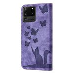 Custodia per cellulare in pelle con stampa a farfalla con gatto, For Samsung Galaxy S20 Ultra, For Samsung Galaxy S20, For Samsung Galaxy S20+, For Samsung Galaxy A71 4G
