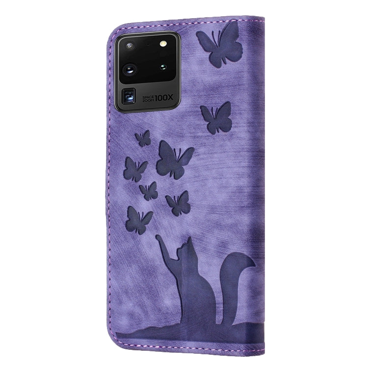 Custodia per cellulare in pelle con stampa a farfalla con gatto, For Samsung Galaxy S20 Ultra, For Samsung Galaxy S20, For Samsung Galaxy S20+, For Samsung Galaxy A71 4G