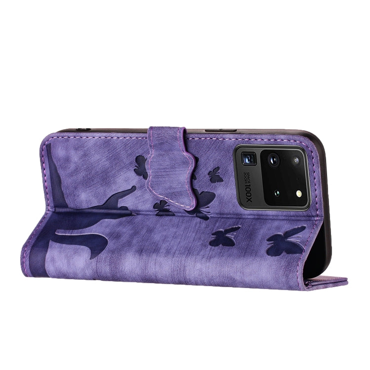 Custodia per cellulare in pelle con stampa a farfalla con gatto, For Samsung Galaxy S20 Ultra, For Samsung Galaxy S20, For Samsung Galaxy S20+, For Samsung Galaxy A71 4G
