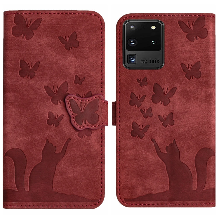 Custodia per cellulare in pelle con stampa a farfalla con gatto, For Samsung Galaxy S20 Ultra, For Samsung Galaxy S20, For Samsung Galaxy S20+, For Samsung Galaxy A71 4G