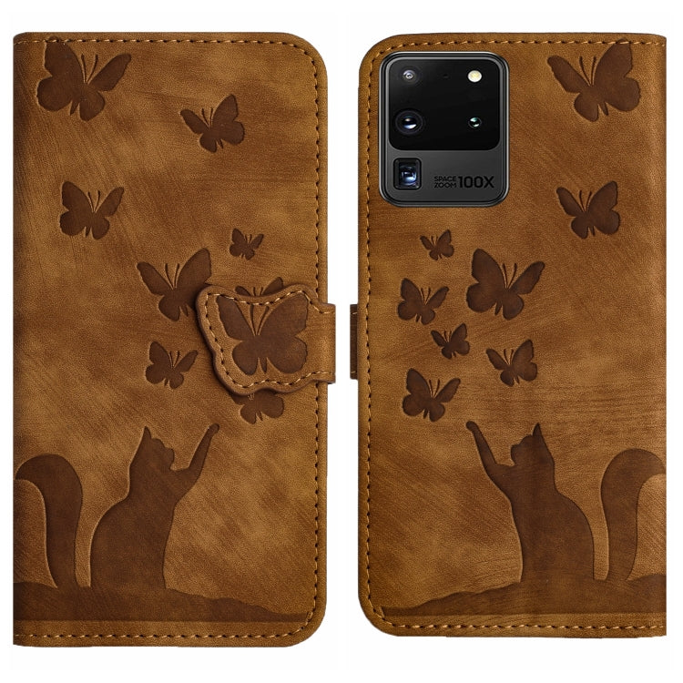 Custodia per cellulare in pelle con stampa a farfalla con gatto, For Samsung Galaxy S20 Ultra, For Samsung Galaxy S20, For Samsung Galaxy S20+, For Samsung Galaxy A71 4G