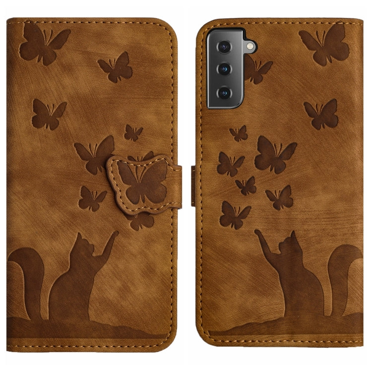 Custodia per cellulare in pelle con stampa a farfalla con gatto, For Samsung Galaxy A32 5G, For Samsung Galaxy S21 5G, For Samsung Galaxy S21+ 5G, For Samsung Galaxy S21 Ultra 5G