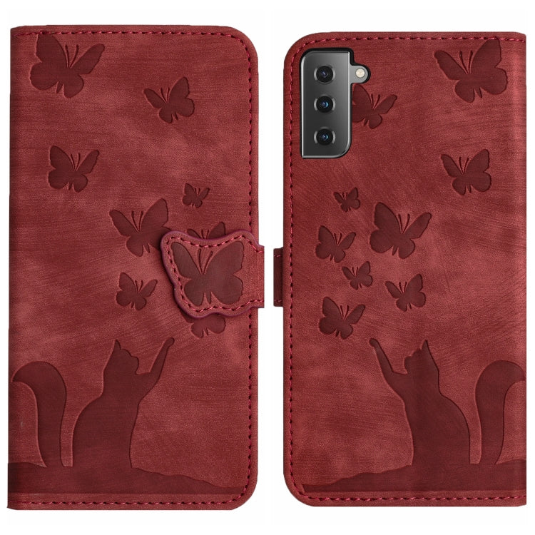 Custodia per cellulare in pelle con stampa a farfalla con gatto, For Samsung Galaxy A32 5G, For Samsung Galaxy S21 5G, For Samsung Galaxy S21+ 5G, For Samsung Galaxy S21 Ultra 5G