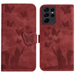 Custodia per cellulare in pelle con stampa a farfalla con gatto, For Samsung Galaxy A32 5G, For Samsung Galaxy S21 5G, For Samsung Galaxy S21+ 5G, For Samsung Galaxy S21 Ultra 5G