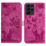 Custodia per cellulare in pelle con stampa a farfalla con gatto, For Samsung Galaxy A32 5G, For Samsung Galaxy S21 5G, For Samsung Galaxy S21+ 5G, For Samsung Galaxy S21 Ultra 5G