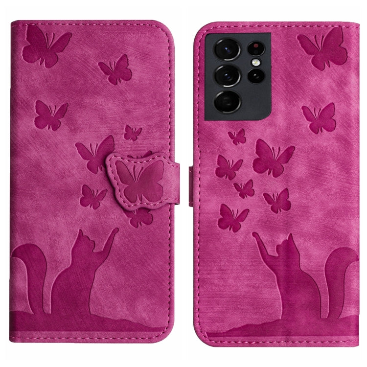 Custodia per cellulare in pelle con stampa a farfalla con gatto, For Samsung Galaxy A32 5G, For Samsung Galaxy S21 5G, For Samsung Galaxy S21+ 5G, For Samsung Galaxy S21 Ultra 5G