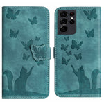 Custodia per cellulare in pelle con stampa a farfalla con gatto, For Samsung Galaxy A32 5G, For Samsung Galaxy S21 5G, For Samsung Galaxy S21+ 5G, For Samsung Galaxy S21 Ultra 5G